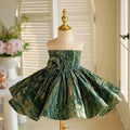 3D Flower Green Girl Dress Toddler 1st Birthday Party J422