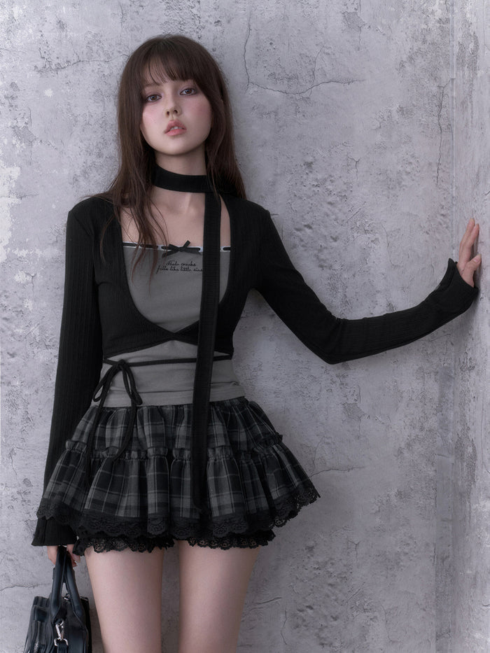 Acubi Faux Two-Piece Long Sleeve Top