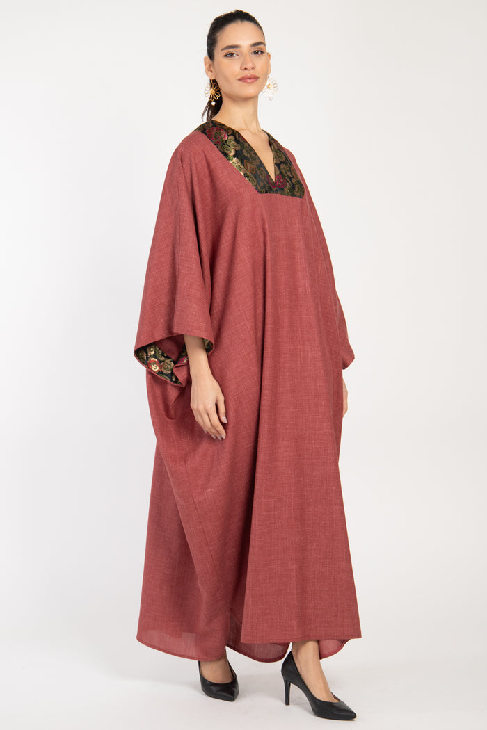 Adan Wool Blend Pink Kaftan