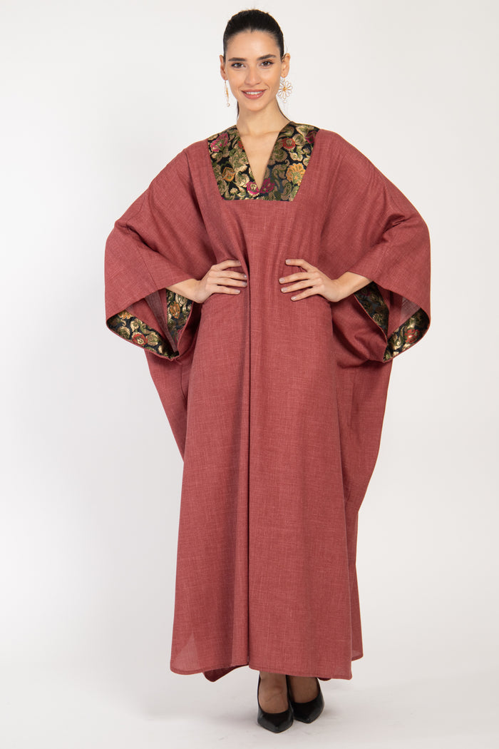 Adan Wool Blend Pink Kaftan