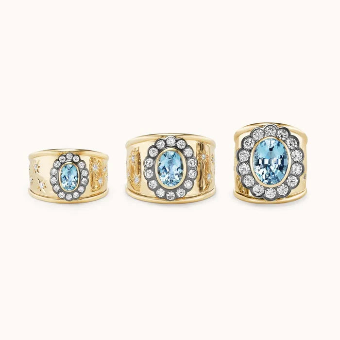 Ali Cigar Band Ring - Santa Maria Aquamarine 14k Yellow Gold