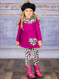 Valentine's Outfits | Leopard Floral Heart Tunic, Scarf & Legging Set