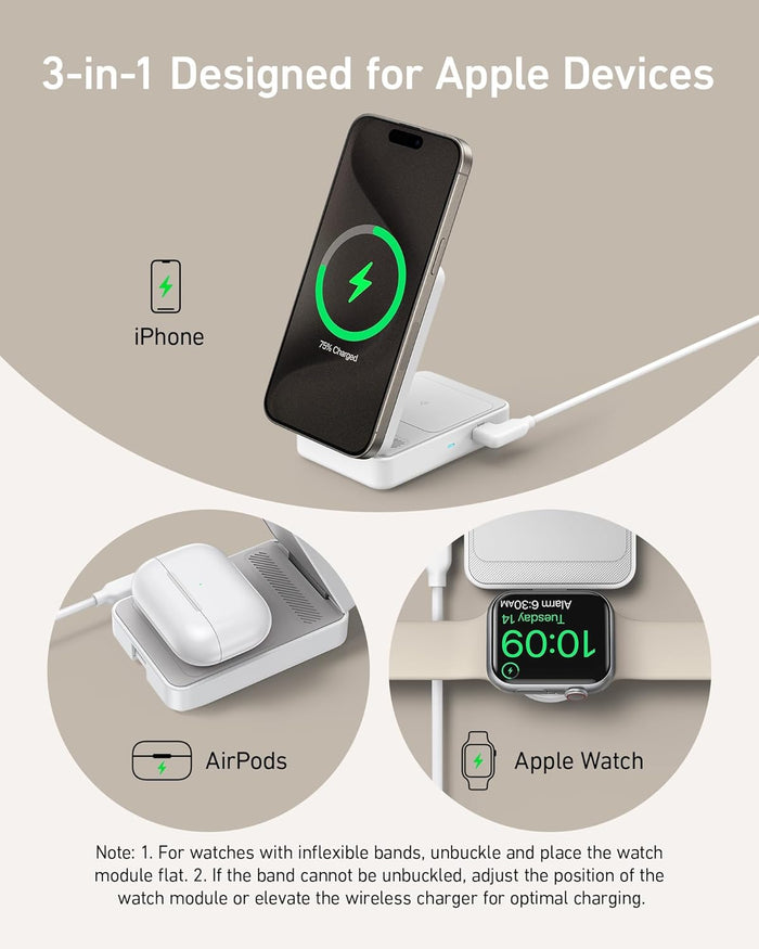 Anker MagGo Wireless Charging Station (Foldable 3-in-1)