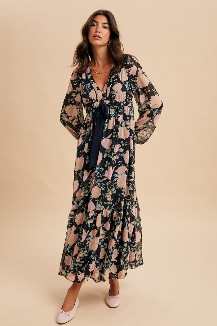 Ari Floral Bow Tie Maxi Dress