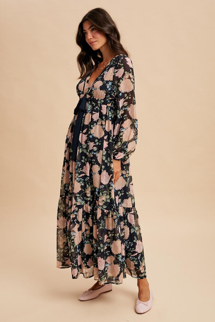 Ari Floral Bow Tie Maxi Dress
