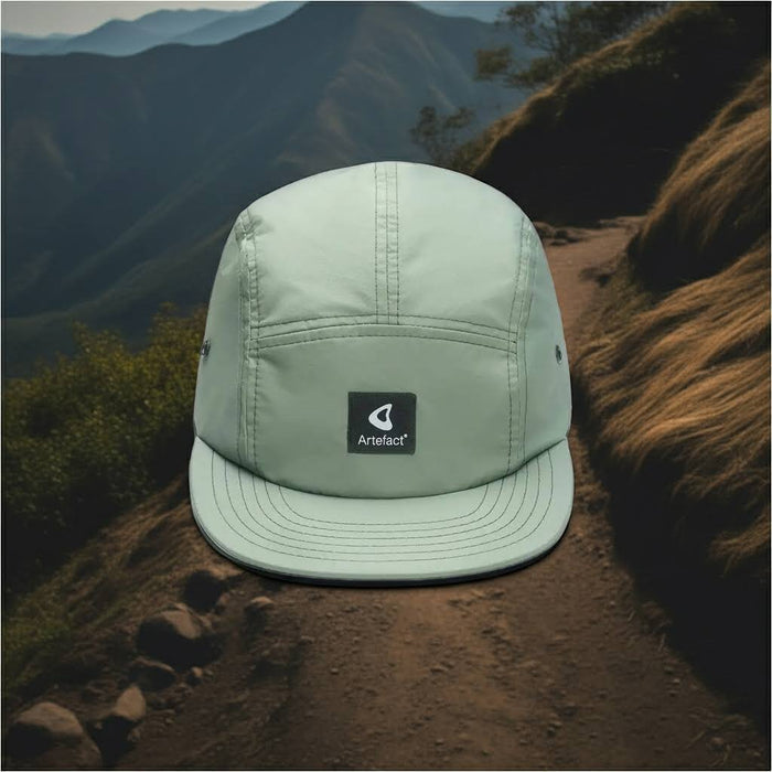 Forager Provisions LTD Artefact Eco Cirrus 5 panel cap in aqua green made from upcycled technical fabric