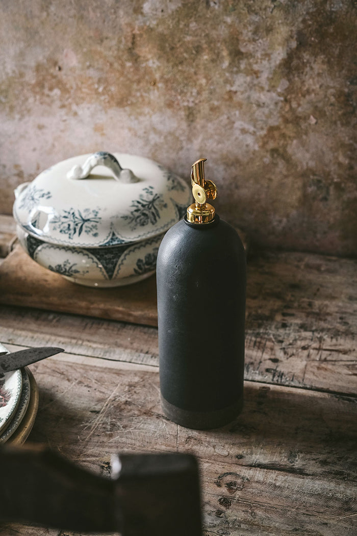 Artisan Ceramic Oil Bottle - Dark
