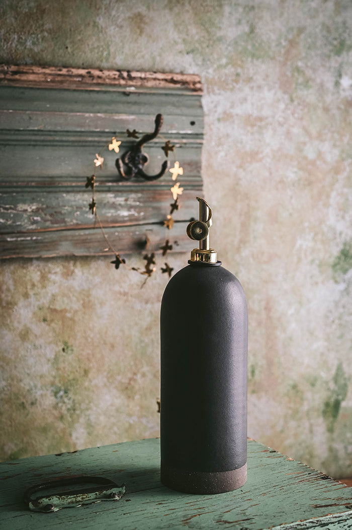 Artisan Ceramic Oil Bottle - Dark