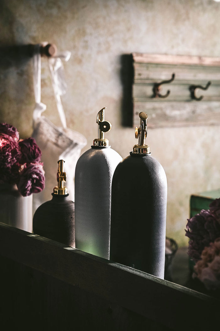 Artisan Ceramic Oil Bottle - Dark