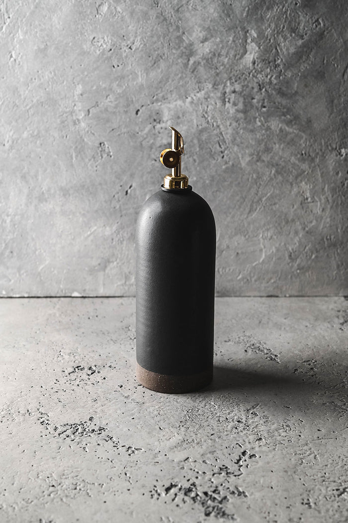 Artisan Ceramic Oil Bottle - Dark