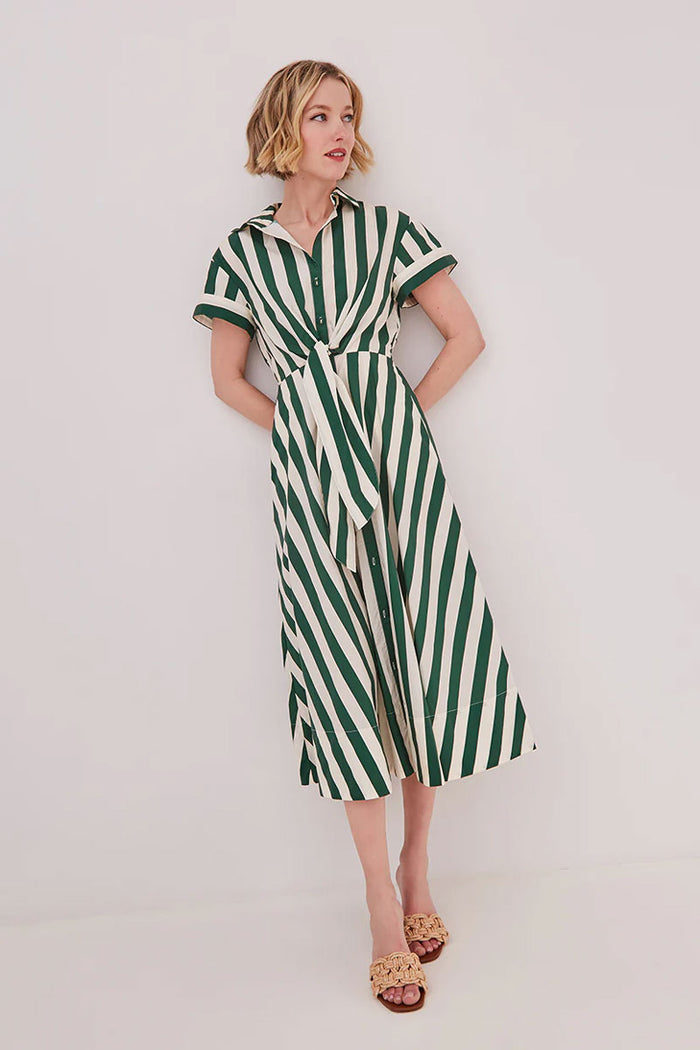 Asbury Dress - Green White Stripe