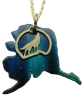 Aurora Alaska with Wolf Necklace, Item# 4363X