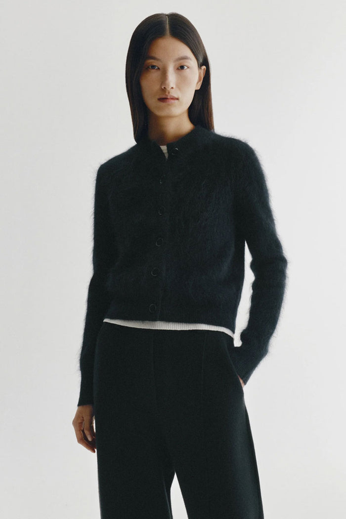Azalea Brushed Cashmere Cardigan - Black Brushed