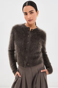 Azalea Brushed Cashmere Cardigan - Dark Fern Brushed