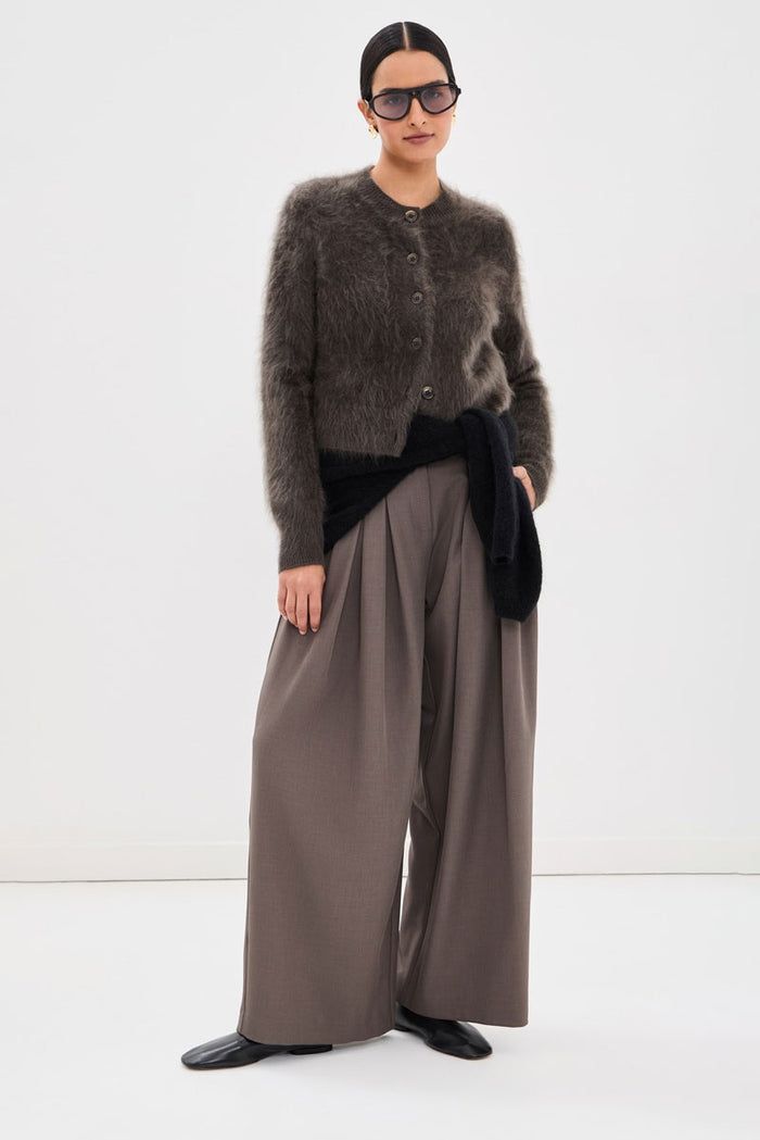 Azalea Brushed Cashmere Cardigan - Dark Fern Brushed