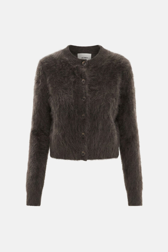 Azalea Brushed Cashmere Cardigan - Dark Fern Brushed