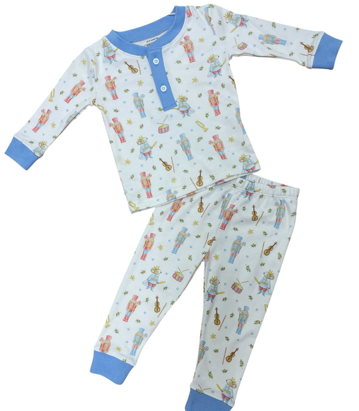 Baby Club Chic-blue nutcracker printed kid set l/s