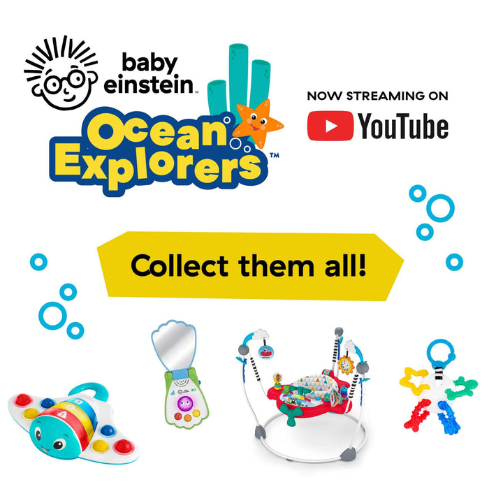 Baby Einstein Ocean Explorers toys including the Airplane Adventure 2-in-1 Activity Jumper promoting sensory play and learning.