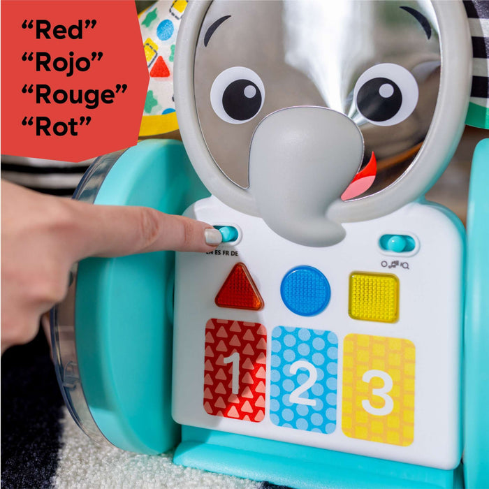 Baby Einstein Chase & Tap Earl interactive crawling toy with colorful buttons and mirror for sensory play