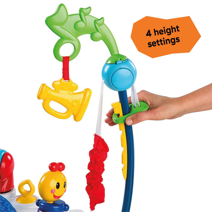 Baby Einstein Neighborhood Symphony Activity Jumper with colorful toys and adjustable height settings.