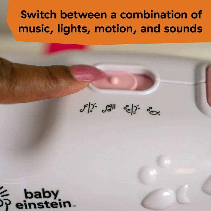 Baby Einstein Sea Dreams Soother pink musical crib toy with ocean sounds and twinkling lights