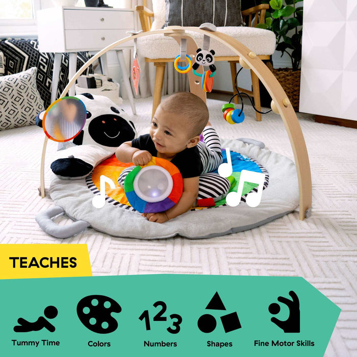 Baby Einstein Zen's Activity Milestones Plush Gym, with Wooden Bar, Infant to Toddler