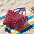 Bandana Print Canvas Tote - Bailey Burgundy/Pink