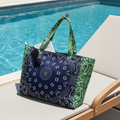 Bandana Print Canvas Tote - Bailey Navy/Green