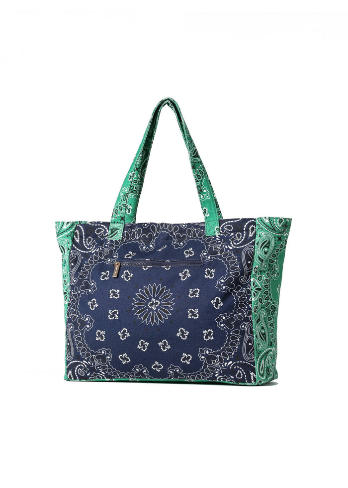 Bandana Print Canvas Tote - Bailey Navy/Green