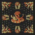 Forager Provisions LTD Cactus Dream organic cotton bandana featuring a desert snake and cactus print in orange and tan.