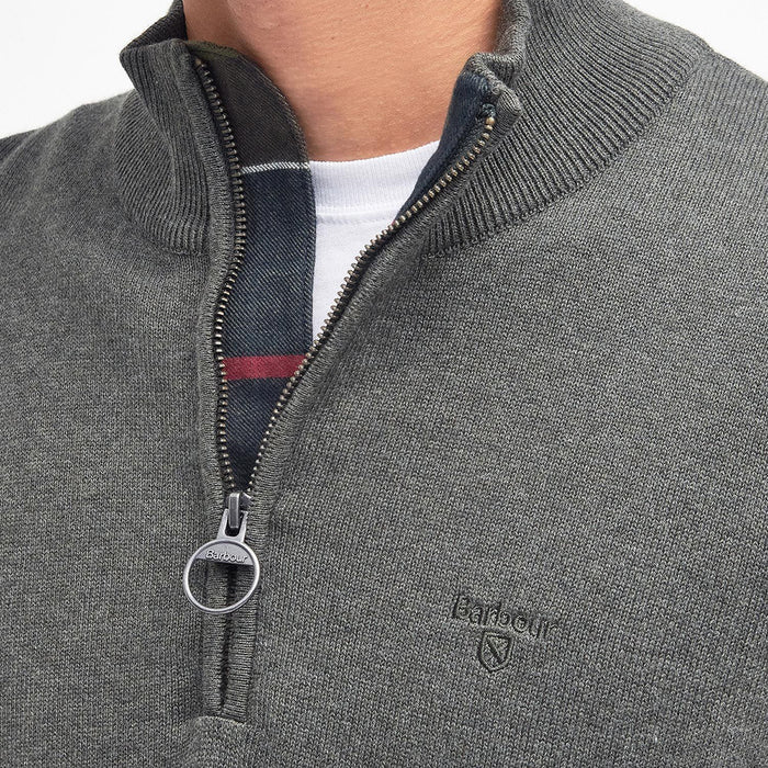 Barbour - Cotton Half Zip in Olive Marl - Nigel Clare
