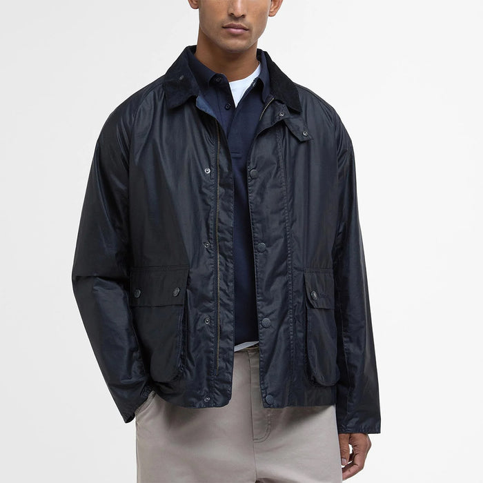 Barbour - Modern Bedale Waxed Jacket in Navy - Nigel Clare