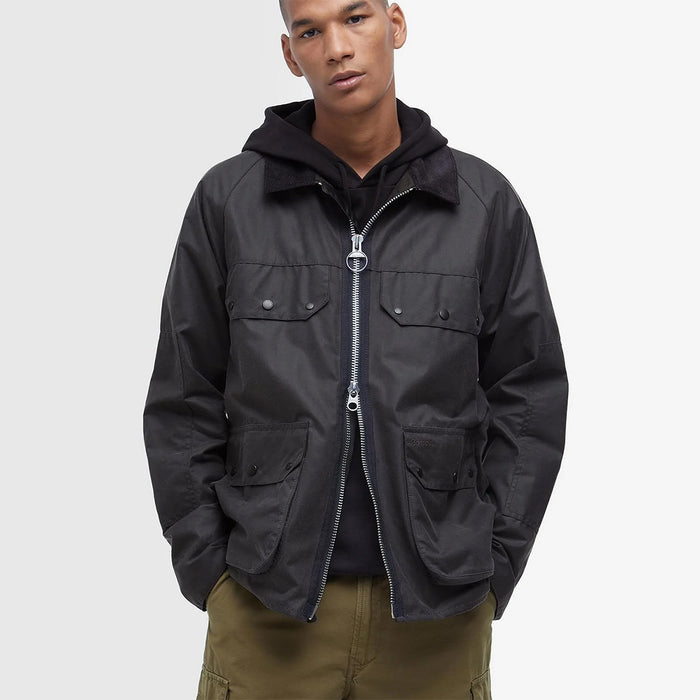 Barbour - Re-Engineered Short Bedale Waxed Jacket in Charcoal - Nigel Clare