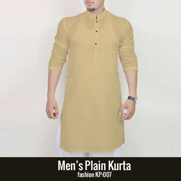 Beige Men's Plain Kurta