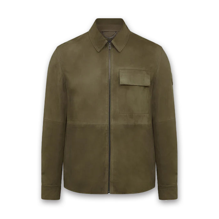 Belstaff - Frame Suede Overshirt in Army Olive - Nigel Clare