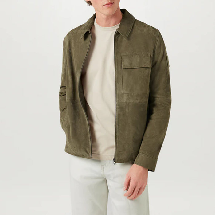 Belstaff - Frame Suede Overshirt in Army Olive - Nigel Clare
