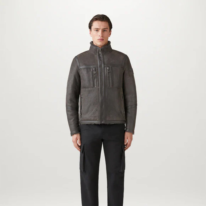 Belstaff - Tundra Lamb Shearling Leather Jacket in Forge Grey - Nigel Clare