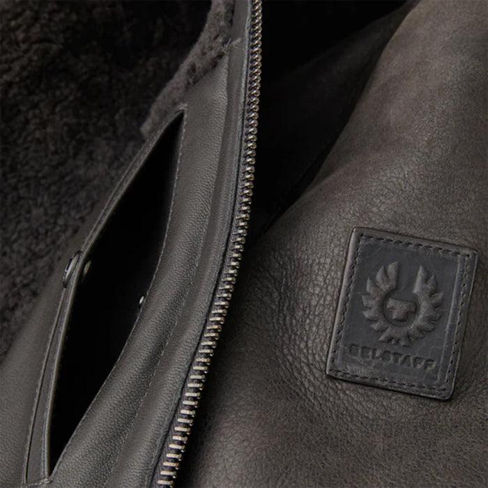 Belstaff - Tundra Lamb Shearling Leather Jacket in Forge Grey - Nigel Clare