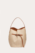 Belted Bucket Large Bag - Beige Raffia
