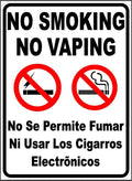 Bilingual Smoking or Vaping Is Not Permitted Sign