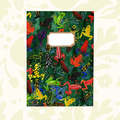 Forager Provisions LTD Bison Bindery A5 recycled notepad featuring a vibrant green cover with illustrated frogs.