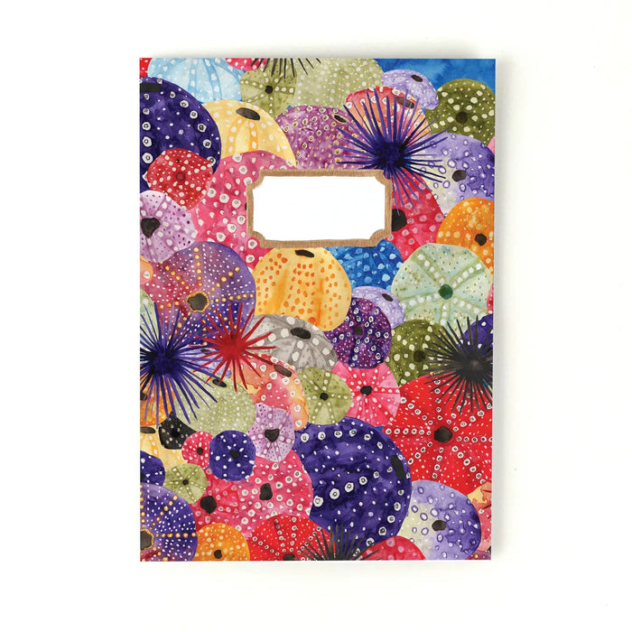 Forager Provisions LTD Bison Bindery A5 notepad featuring a colorful, detailed sea urchin illustration on the cover.