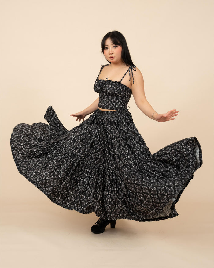 Black Damask Mushroom Skirt