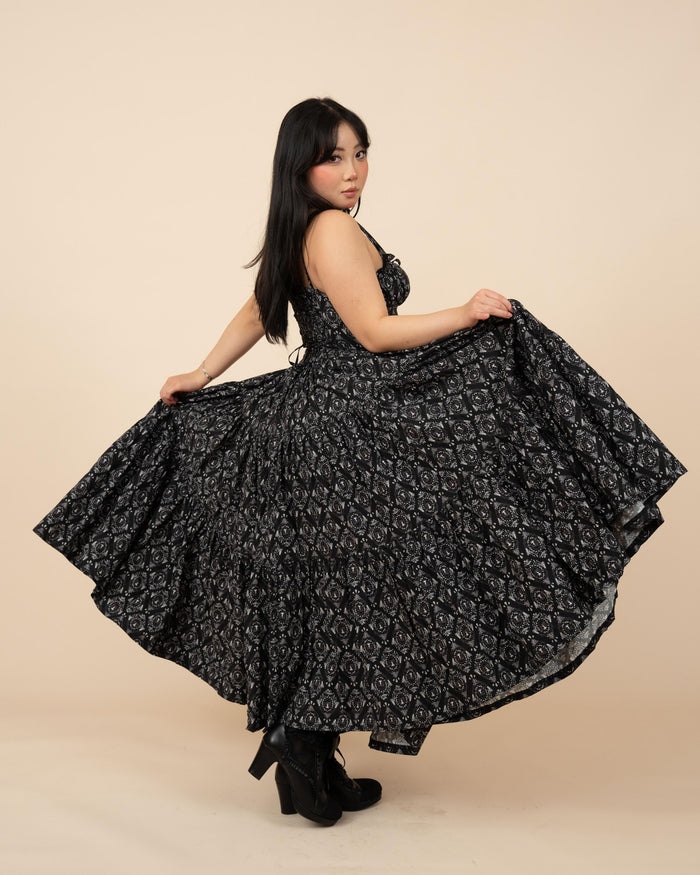 Black Damask Mushroom Skirt