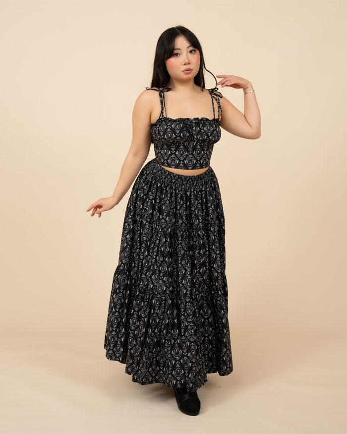 Black Damask Mushroom Skirt