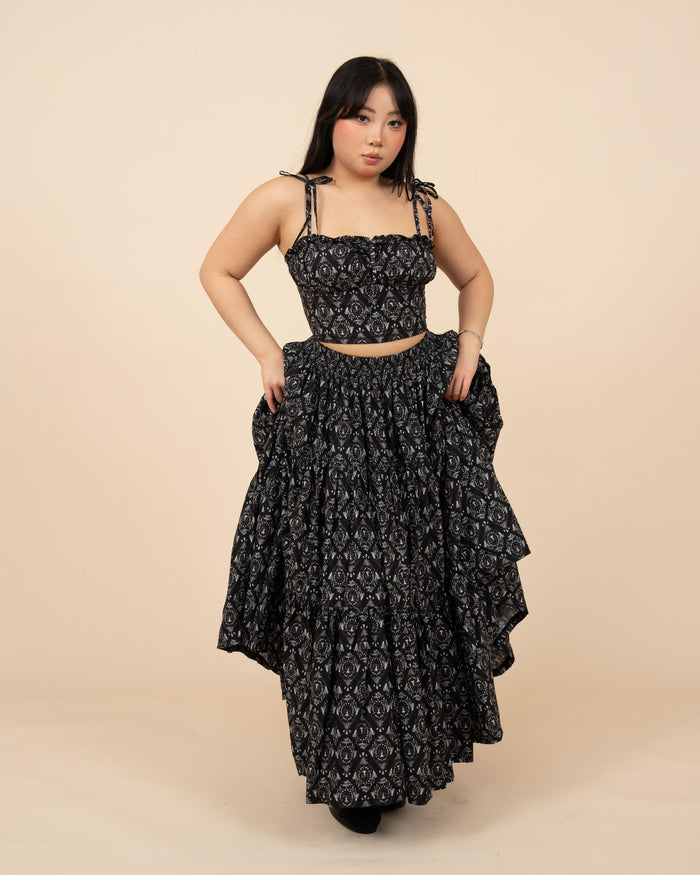 Black Damask Mushroom Skirt
