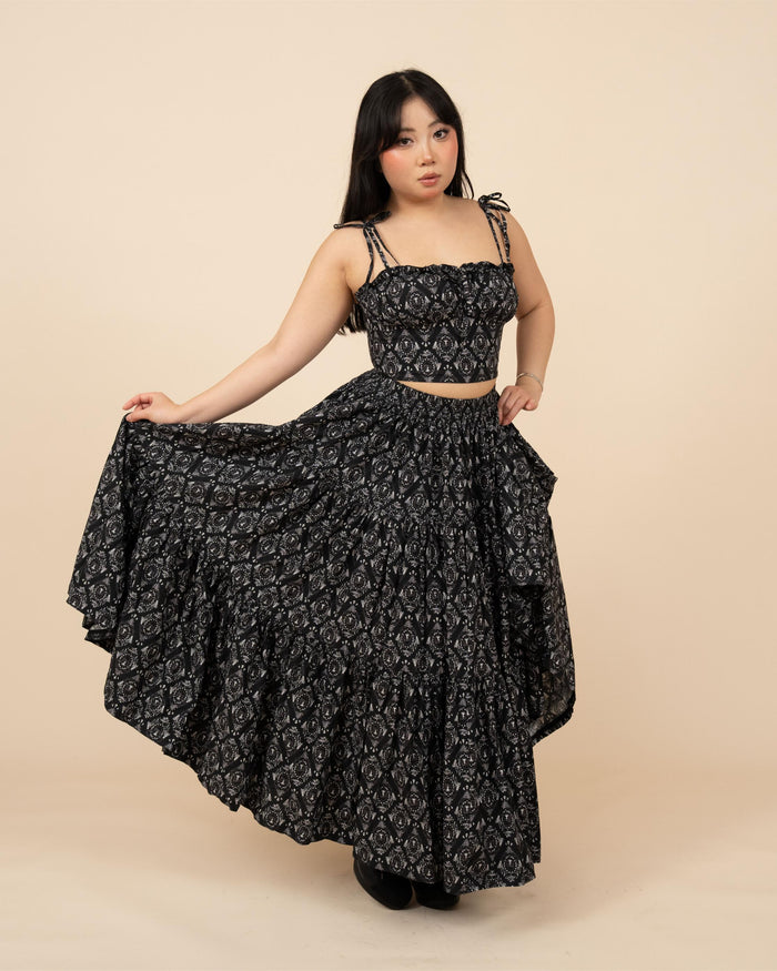 Black Damask Mushroom Top