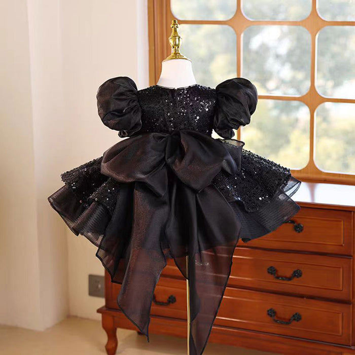 Black Flower Girl Dress Princess Kids 1st Birthday J459