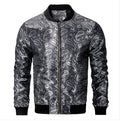 Black Grey Paisley Men's Urban Lightweight Zip Jacket Casual-JK-0002 - SimonVon Shop