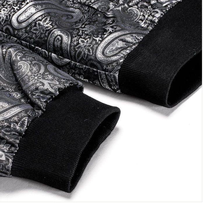 Black Grey Paisley Men's Urban Lightweight Zip Jacket Casual-JK-0002 - SimonVon Shop
